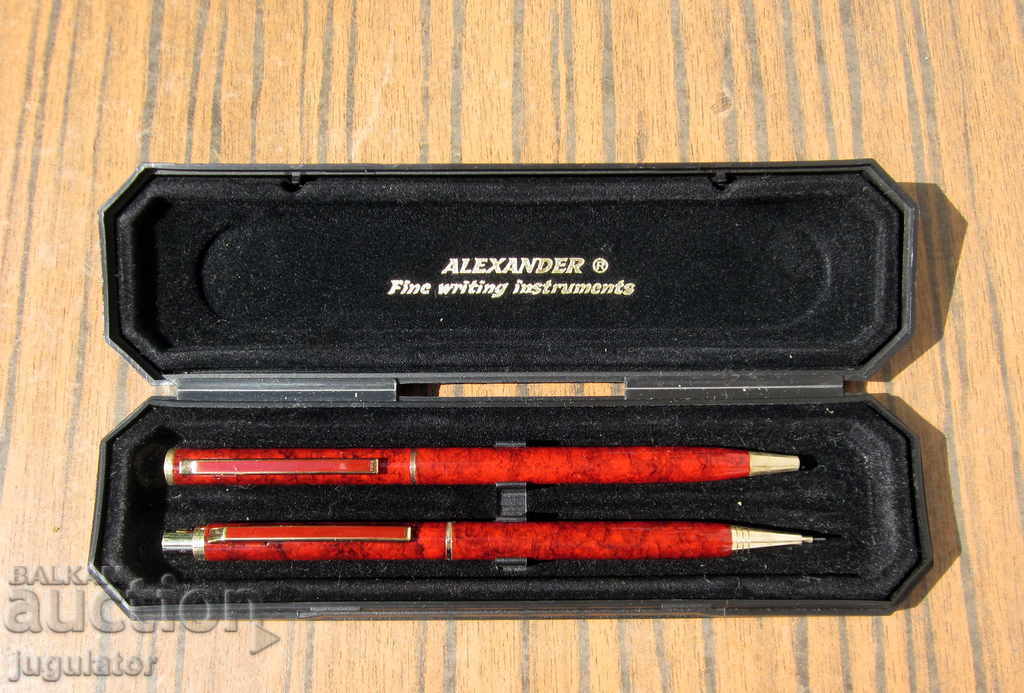 комплект позлатени механичен молив и химикалка ALEXANDER