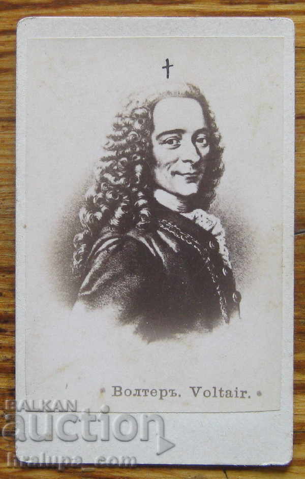 Fotografie foto veche portret din carton Voltaire secolul al XIX-lea