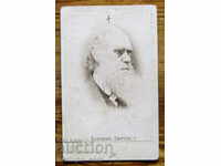Παλιό χαρτόνι πορτρέτου φωτογραφίας Charles Darwin 19ος αιώνας