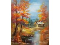 Artist! painting AUTUMN IDYLLIC, 55/46, oil/canvas/signed