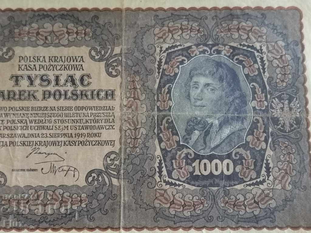 Auction Banknote - Poland - 1000 stamps 1917 Auction Banknote - Poland - 1000 stamps 1917