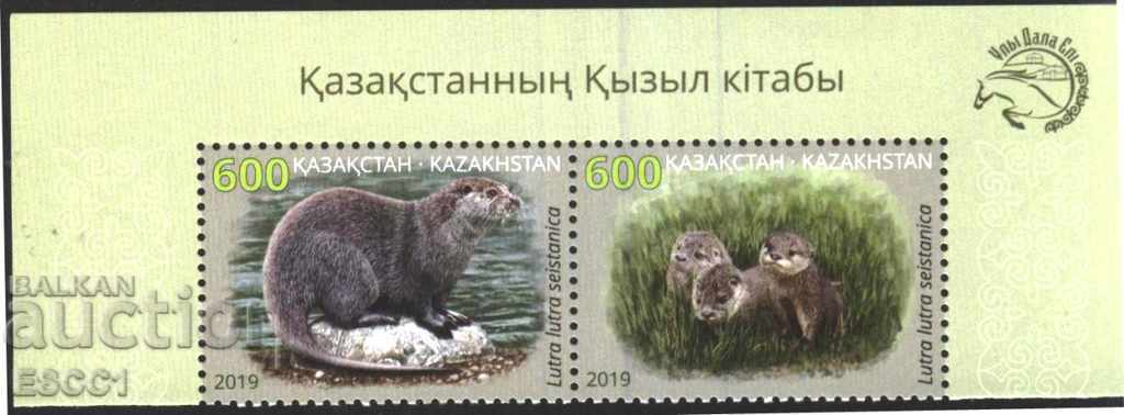 Чисти марки  Фауна Видри 2019 от Казахстан