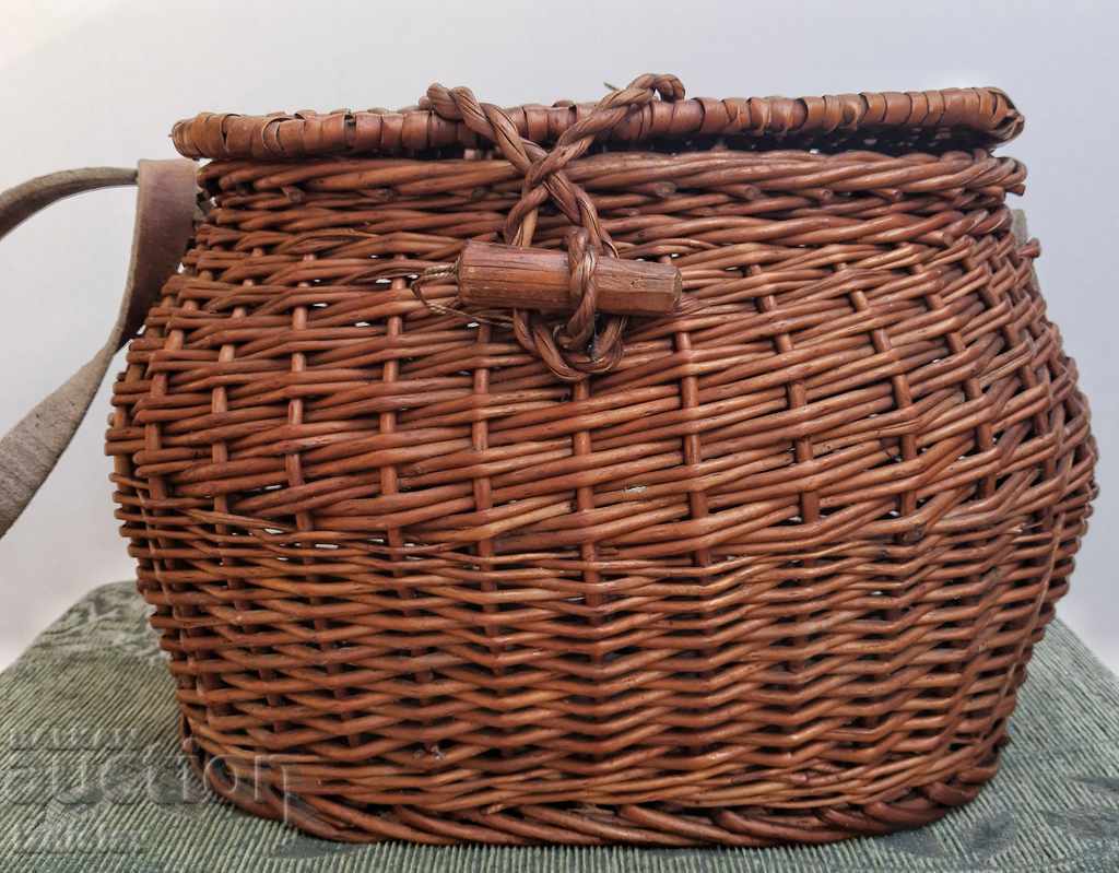 Old hand-woven fishing basket