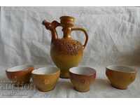 Kana - cronder with 4 cups author's ceramics Tsonko Troyan 1996