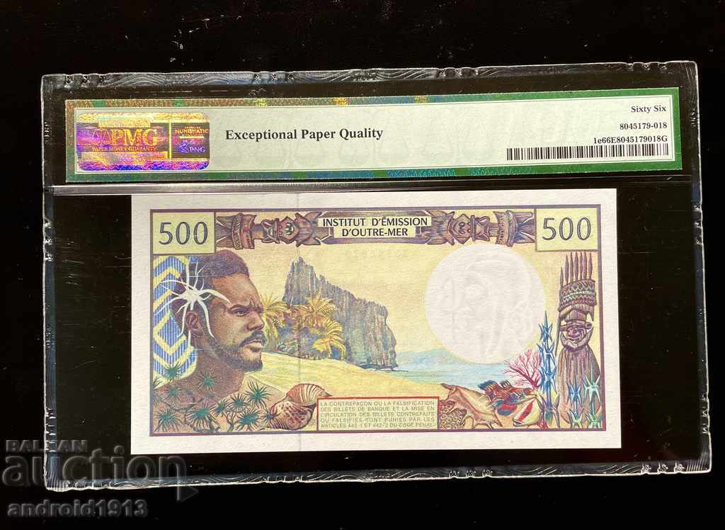 FRENCH POLYNESIA - 500 FRANCE 1992, P1e, UNC, PMG 66 with price 199.98 BGN | € 102.25
