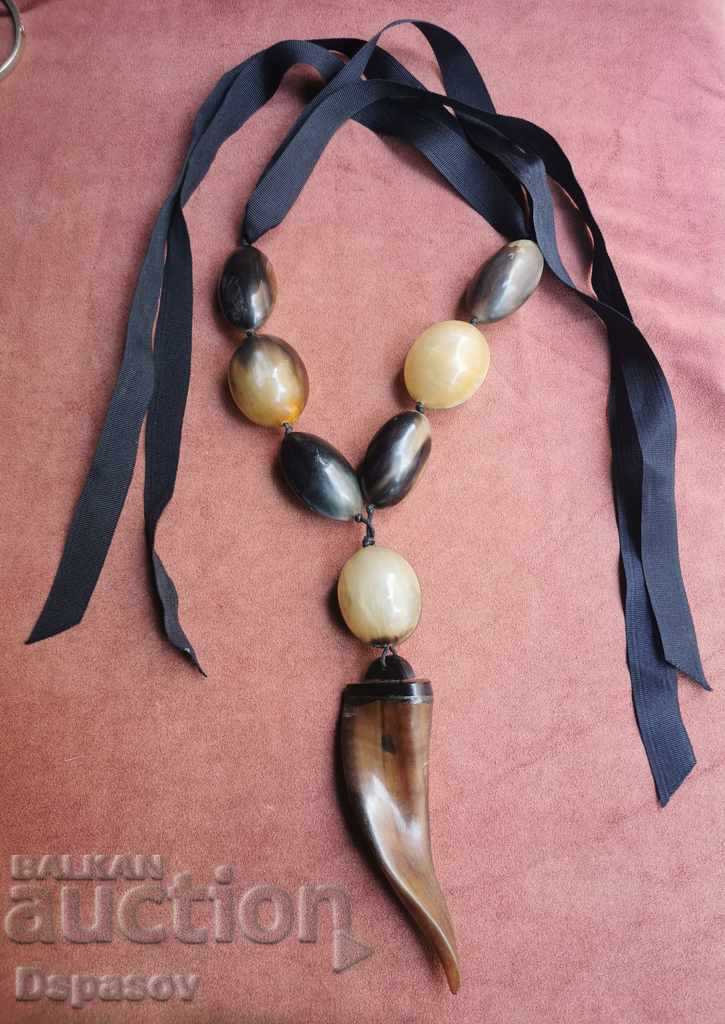 Old Necklace Necklace from Natural Horn Horns from Bison
