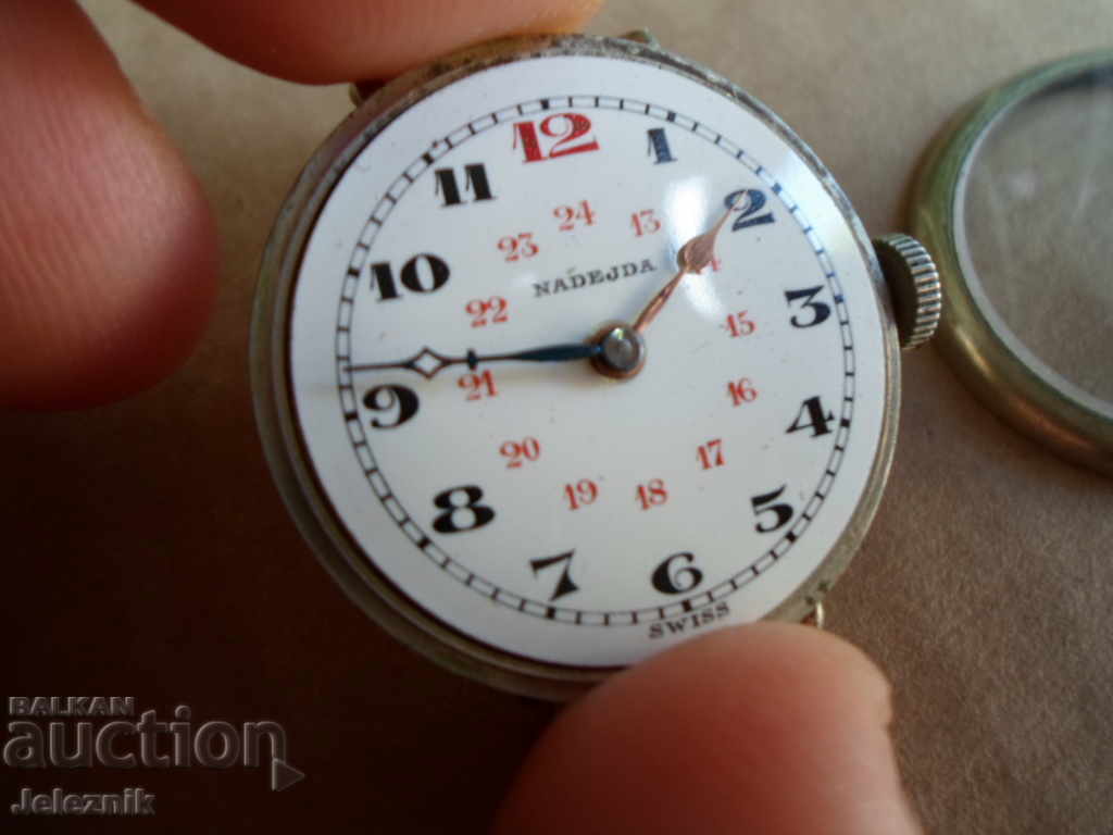 rare military trench officers watch swiss/nadejda/ ww1-works - 5