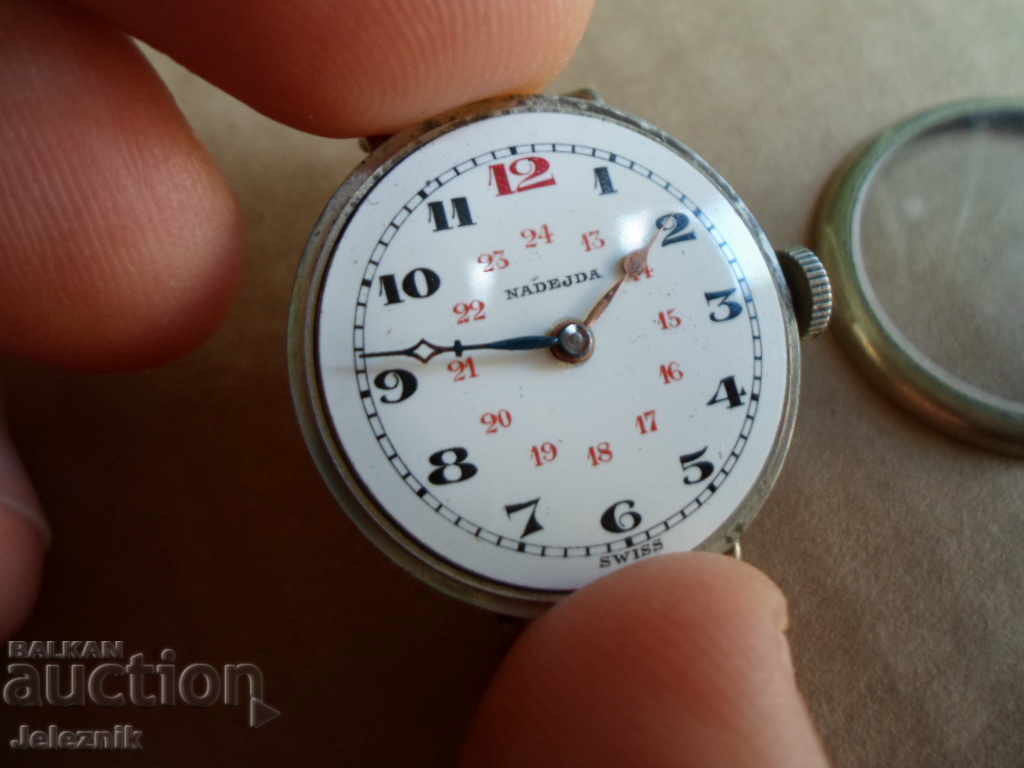 rare military trench officers watch swiss/nadejda/ ww1-works - 6