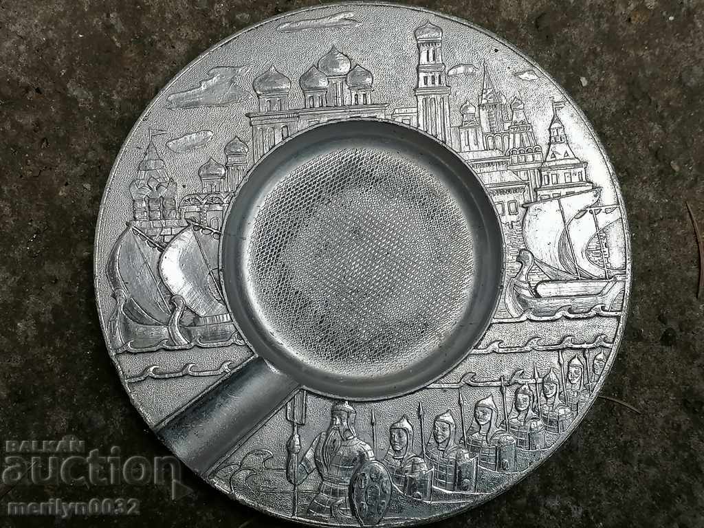 Old aluminum ashtray in Art Deco style of the USSR, cigarette, cigar with price 25.00 BGN | € 12.78 Old aluminum ashtray in Art Deco style of the USSR, cigarette, cigar with price 25.00 BGN | € 12.78