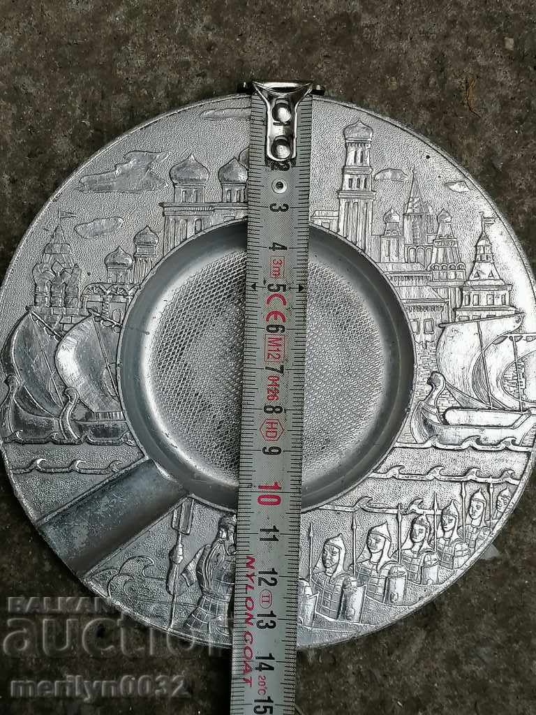 Old aluminum ashtray in Art Deco style of the USSR, cigarette, cigar - 5 Old aluminum ashtray in Art Deco style of the USSR, cigarette, cigar - 5