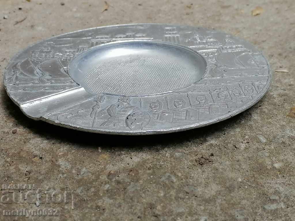 Old aluminum ashtray in Art Deco style of the USSR, cigarette, cigar - 6 Old aluminum ashtray in Art Deco style of the USSR, cigarette, cigar - 6