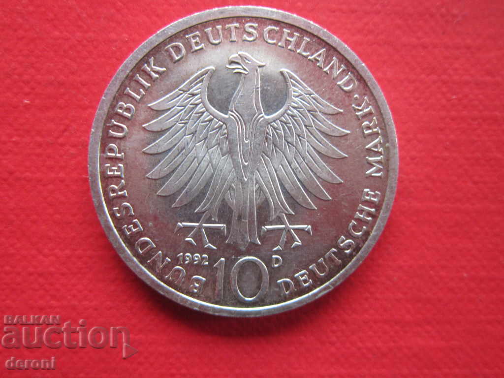 10 γραμματόσημα 1992 Γερμανία Ασημένιο νόμισμα 10 Mark