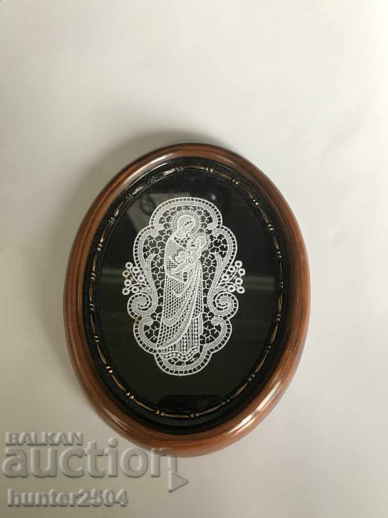 Brussels lace in a frame-17/13 cm
