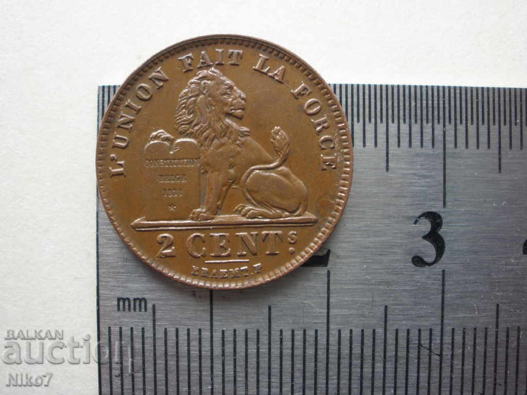 Old coin - 2 centimes 1919. Belgium. - 5 Old coin - 2 centimes 1919. Belgium. - 5