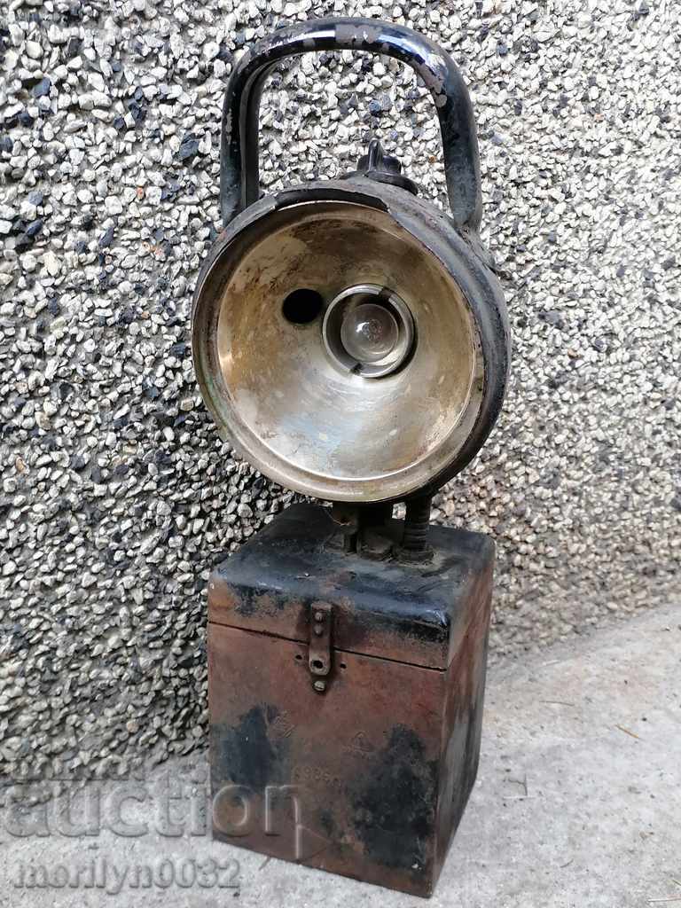 Old German searchlight, headlight, lantern lamp