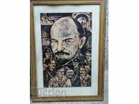 Portrait of Lenin graphics ORIGINAL 53/37 cm People's Republic of China