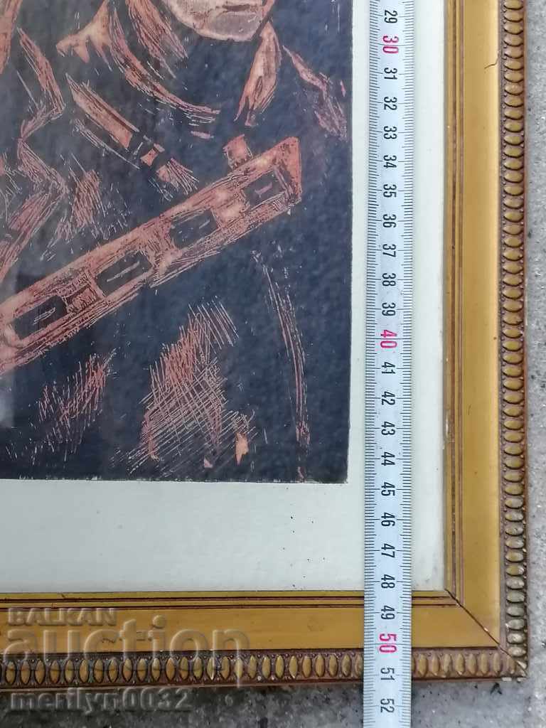 Delivery of Picture Guerrillas portrait graphics ORIGINAL 53/37cm NRB USSR Delivery of Picture Guerrillas portrait graphics ORIGINAL 53/37cm NRB USSR