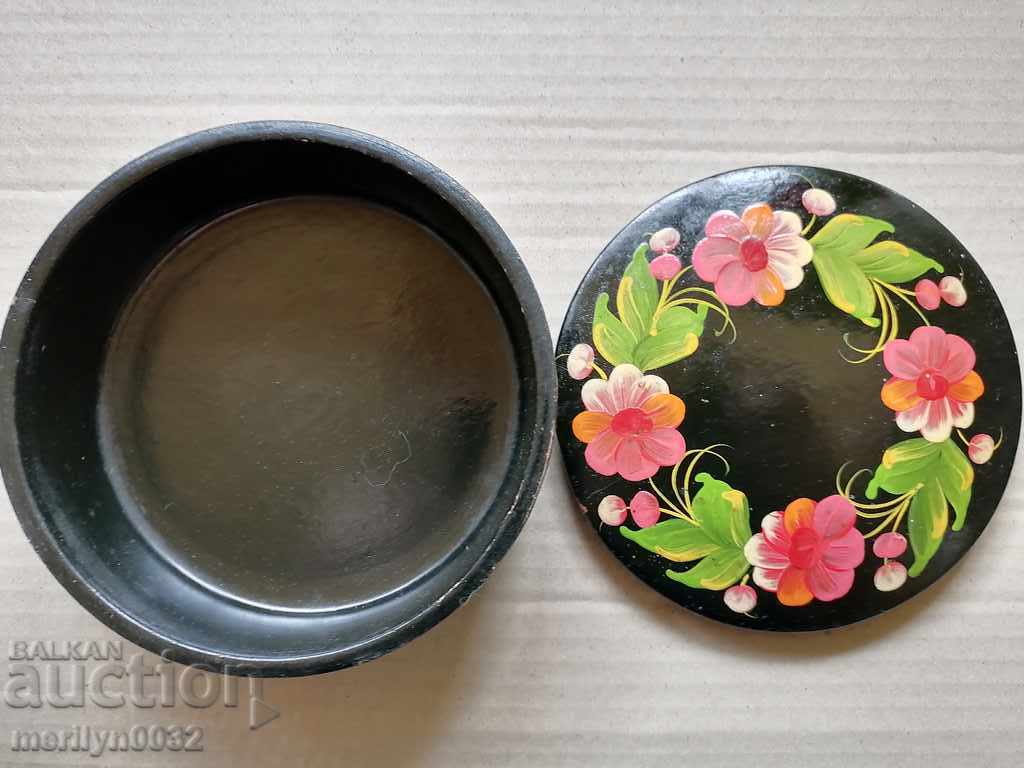 Auction Wooden hand-painted jewelry box lacquer miniature Auction Wooden hand-painted jewelry box lacquer miniature