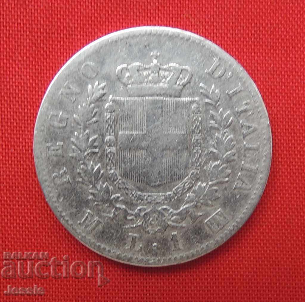 1 лира 1863 Италия сребро