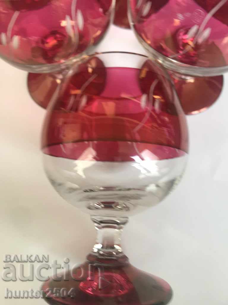 Cups - 6 colored, engraved glass with price 54.95 BGN | € 28.10