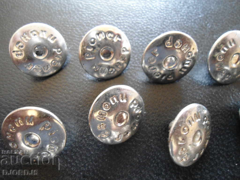 Old metal buttons "PIONEER" with price 10.00 BGN | € 5.11 Old metal buttons "PIONEER" with price 10.00 BGN | € 5.11
