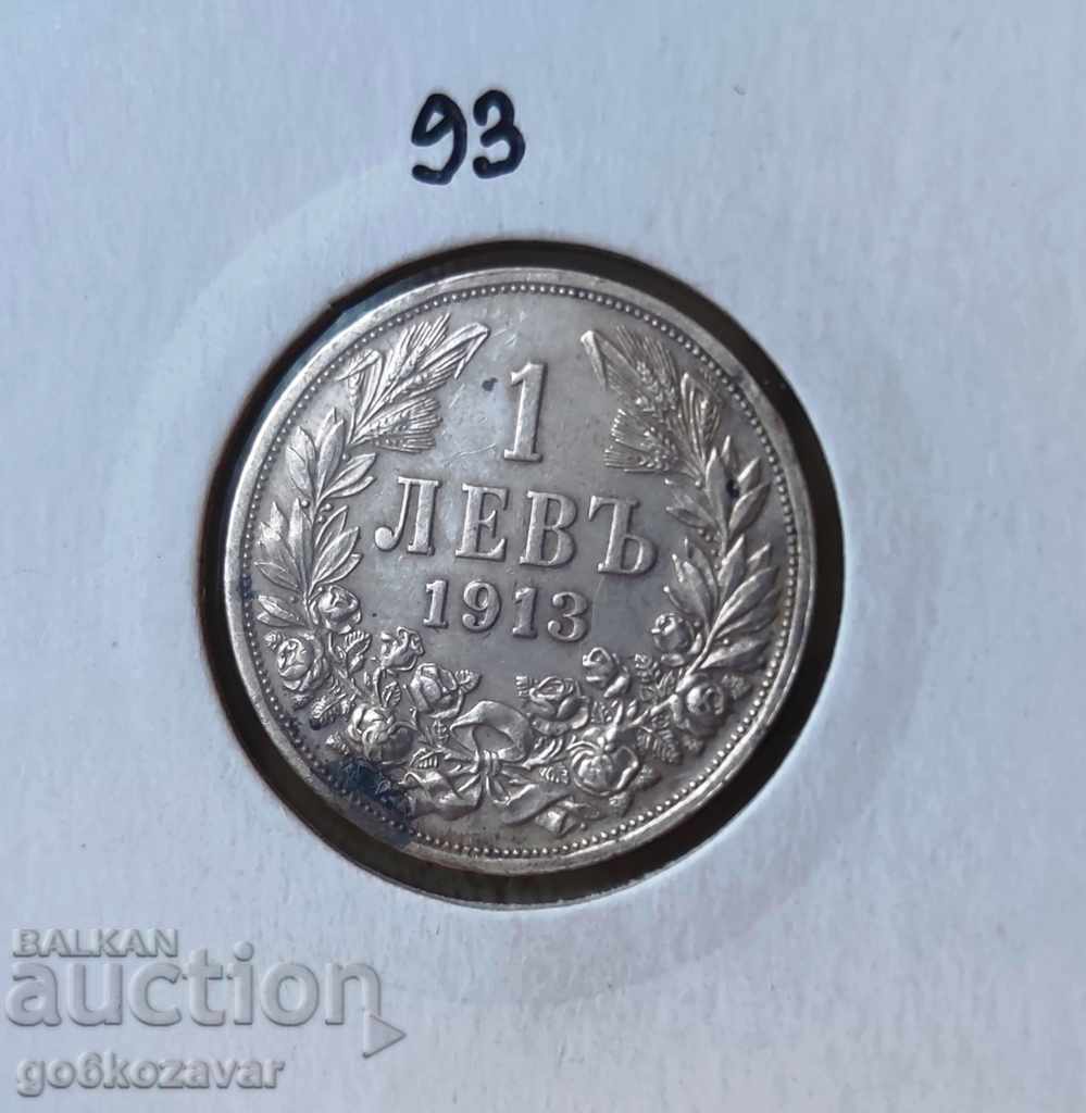 Bulgaria 1 lev 1913 silver. Coin saved!