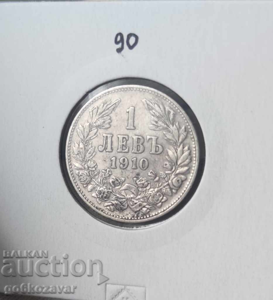 Bulgaria 1 lev 1910 silver. Coin saved!