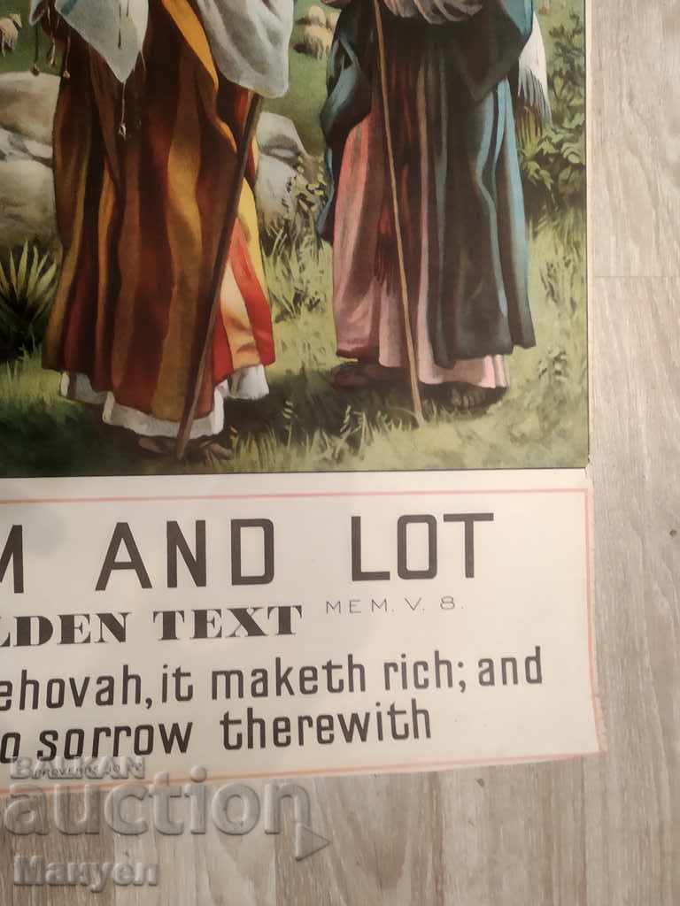 Auction Old color lithograph on a biblical theme Auction Old color lithograph on a biblical theme