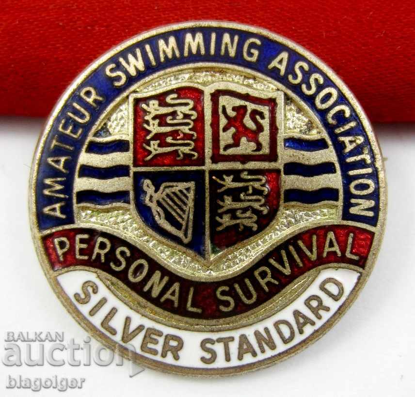 PERSONAL BADGE - LIFEGUARD - SILVER STANDARD - ENGLAND - ENAMEL with price 16.00 BGN | € 8.18