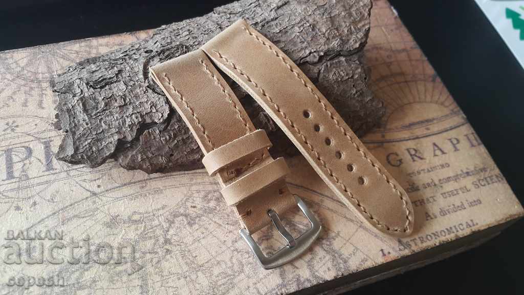 Auction Leather watch strap 24mm Genuine leather by hand 726 Auction Leather watch strap 24mm Genuine leather by hand 726