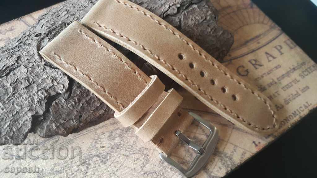 Leather watch strap 24mm Genuine leather by hand 726