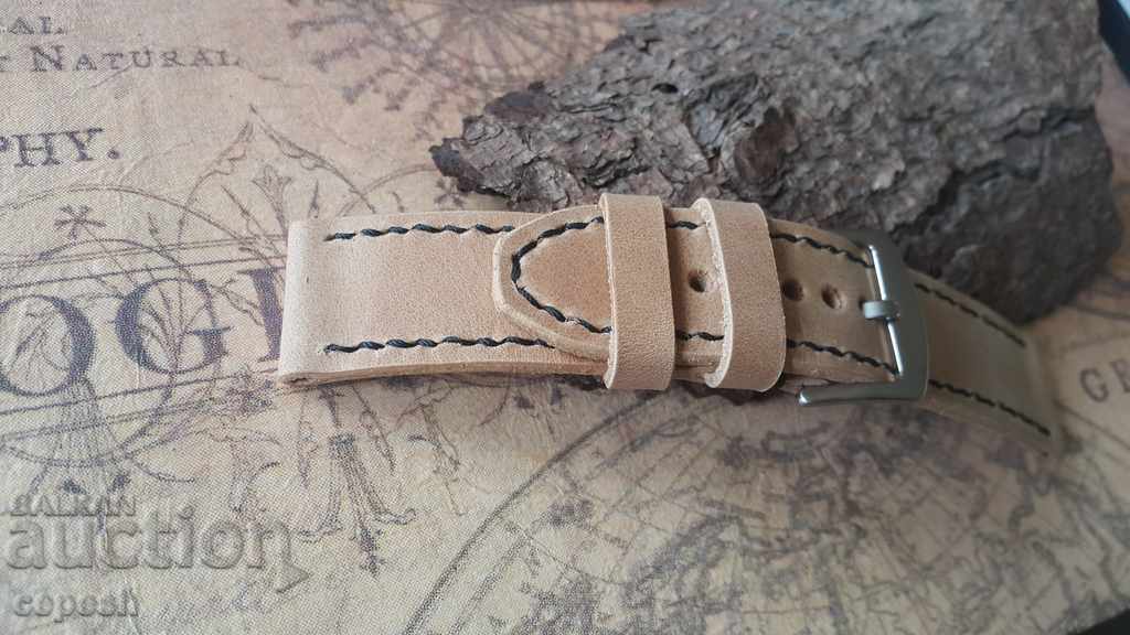 Auction Leather watch strap 24mm Genuine leather by hand 727 Auction Leather watch strap 24mm Genuine leather by hand 727