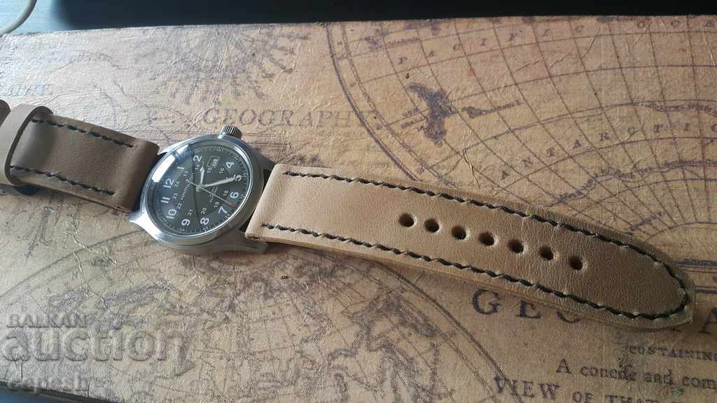 Leather watch strap 24mm Genuine leather by hand 727 - 7 Leather watch strap 24mm Genuine leather by hand 727 - 7