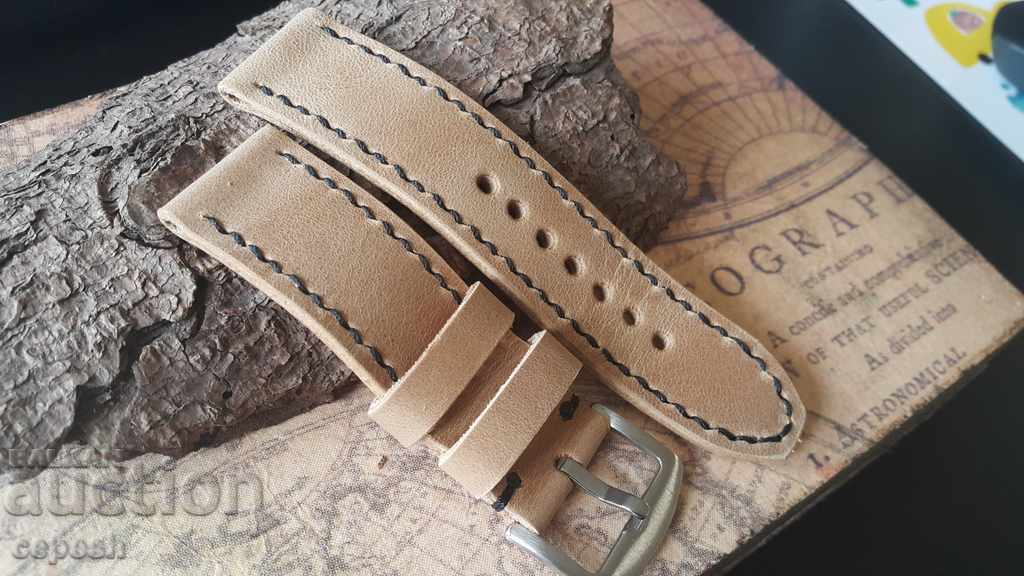 Leather watch strap 24mm Genuine leather by hand 727