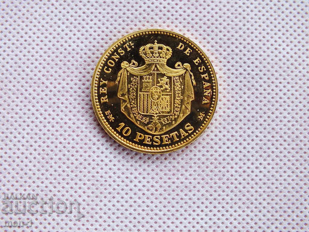 Испания 10 песети 1878 година