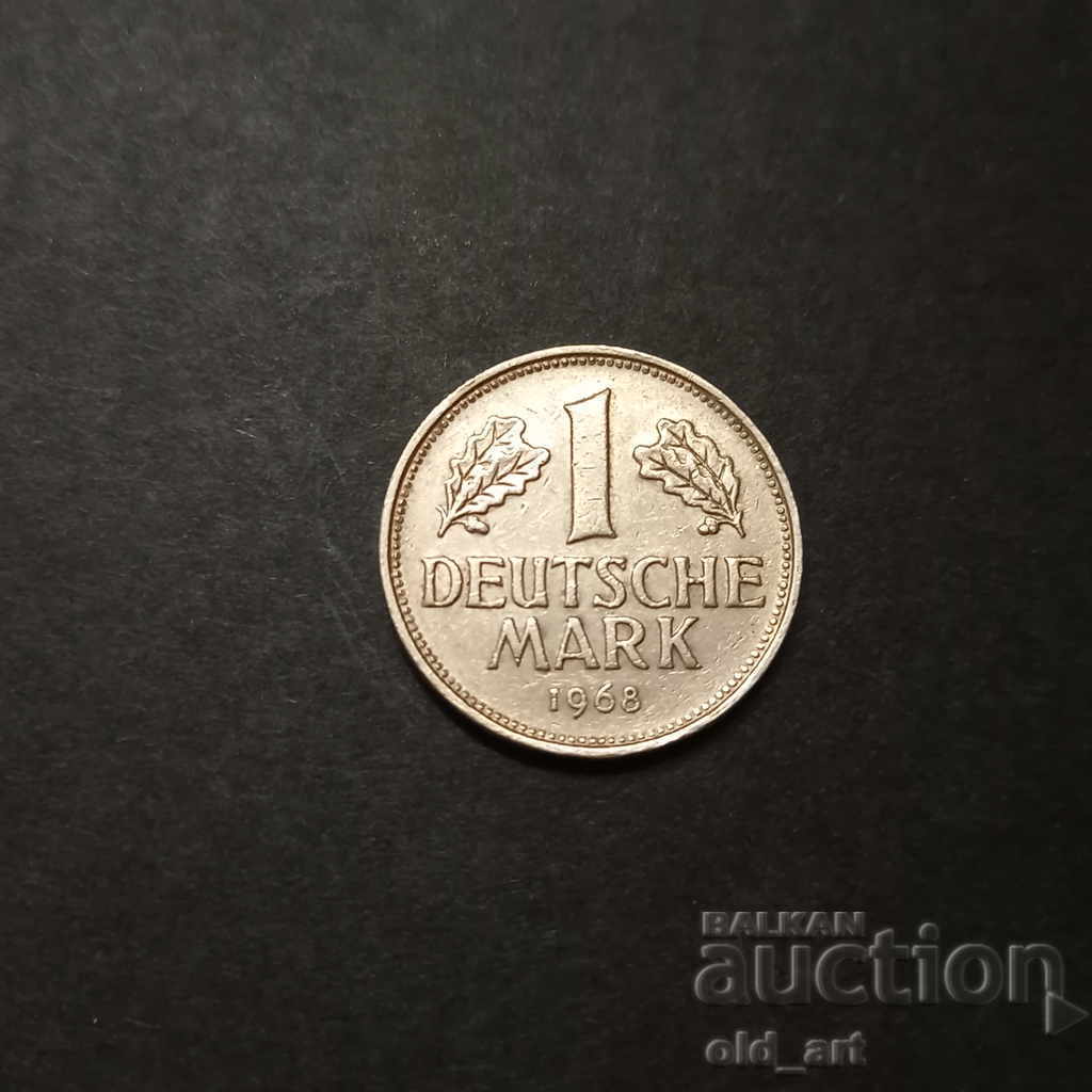Монета - Германия, 1 марка 1968 г., D, рядка
