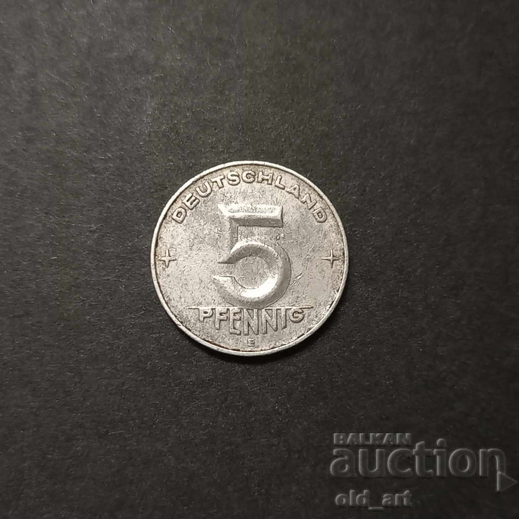 Monedă - GDR, 5 pfennigs 1953, E