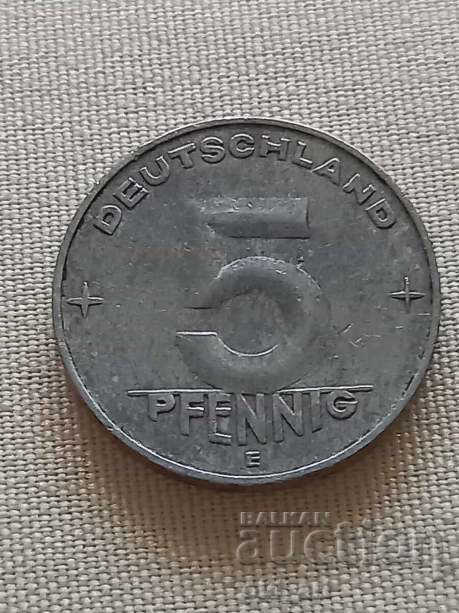 Monedă - RDG, 5 pfennig 1953, E