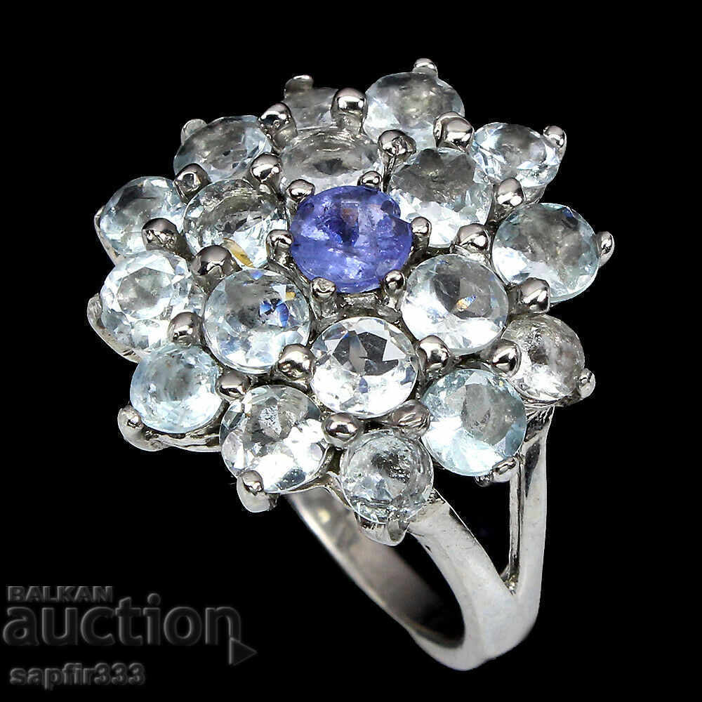 STYLISH UNIQUE RING AQUAMARINI AND TANZANITE with price 343.00 BGN | € 175.37 STYLISH UNIQUE RING AQUAMARINI AND TANZANITE with price 343.00 BGN | € 175.37