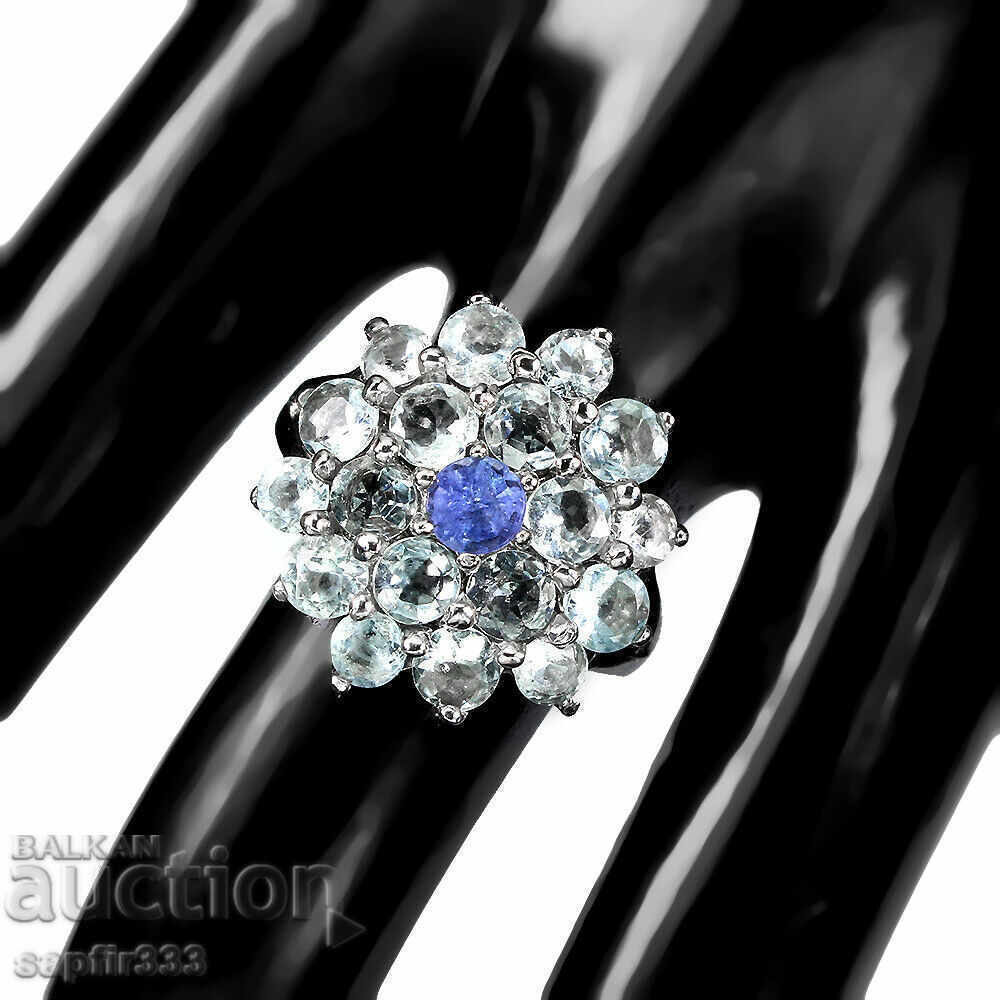 Auction STYLISH UNIQUE RING AQUAMARINI AND TANZANITE Auction STYLISH UNIQUE RING AQUAMARINI AND TANZANITE