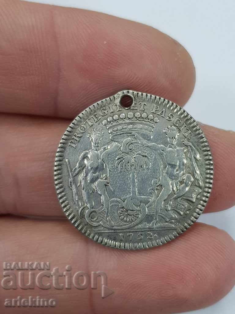 Rare silver French naval medal 1752