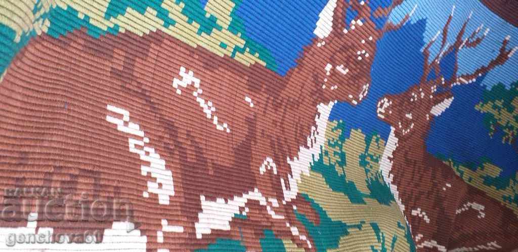 Covor imens „Căprioare”, broderie manuală bogată - 5