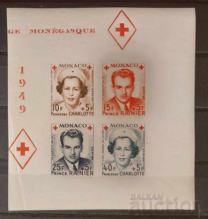 Монако 1949 Червен кръст 1/4 Блок Неперфориран MNH