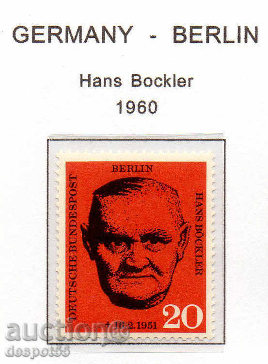 1960. Berlin. Hans Böckler (1875-1951), artist.