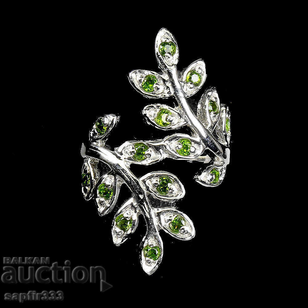 STYLISH DESIGNER RING "BRANCHES" WITH CHROME DIOPSIDES