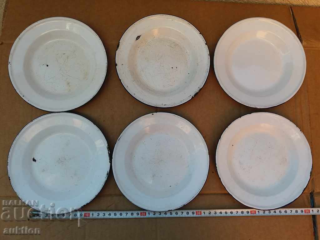 Auction SET OF 6 ENAMELED SOC. BUY, PLATE WITH MARKING Auction SET OF 6 ENAMELED SOC. BUY, PLATE WITH MARKING