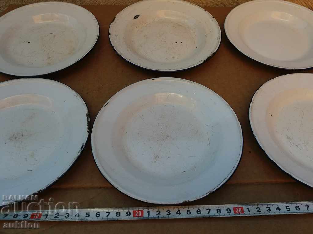 SET OF 6 ENAMELED SOC. BUY, PLATE WITH MARKING - 5 SET OF 6 ENAMELED SOC. BUY, PLATE WITH MARKING - 5