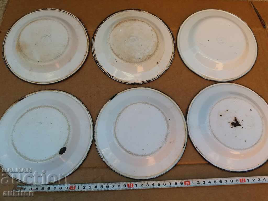 SET OF 6 ENAMELED SOC. BUY, PLATE WITH MARKING - 6 SET OF 6 ENAMELED SOC. BUY, PLATE WITH MARKING - 6