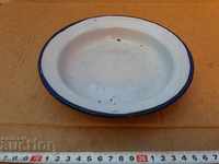 ENAMELED SOC. PLATE, BOWL WITH MARKING