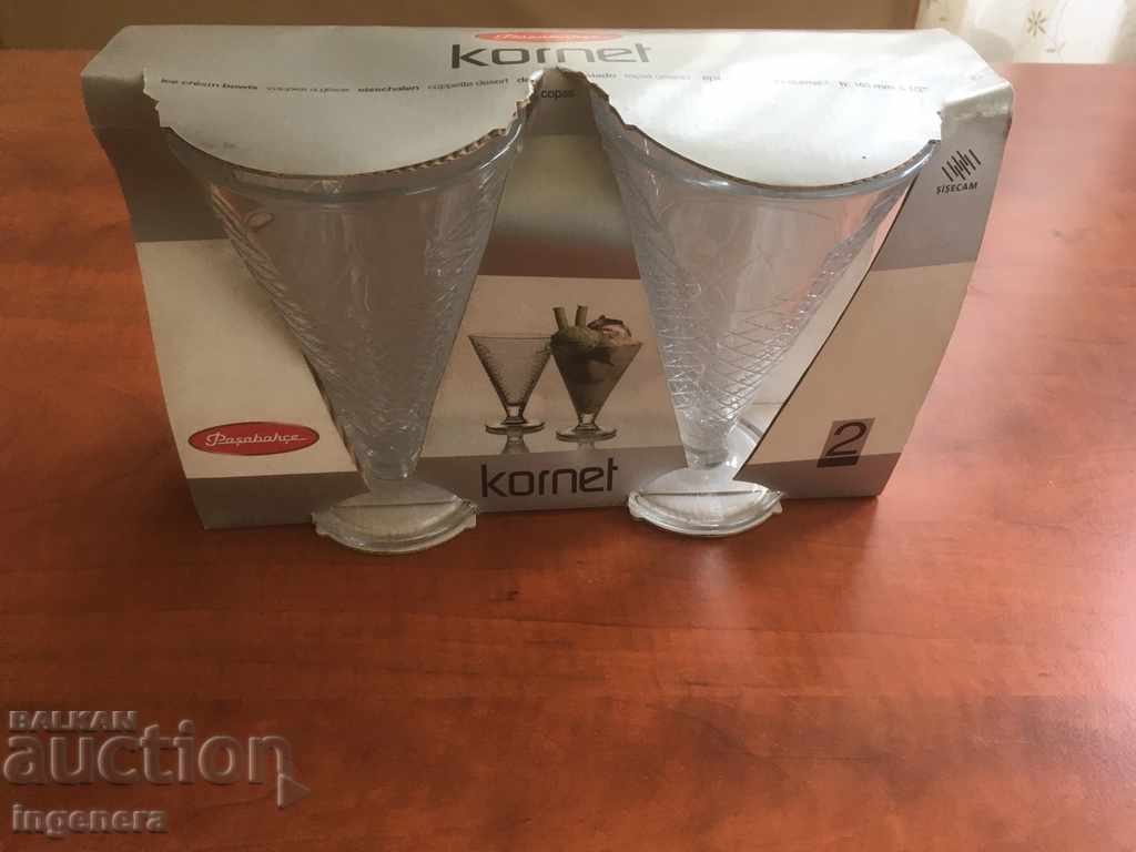 GLASS RELIEF GLASS MELBA ICE CREAM NEW-2 PCS - 5 GLASS RELIEF GLASS MELBA ICE CREAM NEW-2 PCS - 5